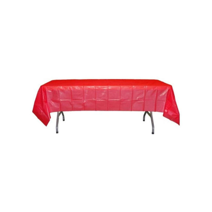 Red Table Cover - Plastic - Rectangle - 54in. x 108in. - 1 Piece (fdp90020)