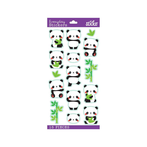 Panda Stickers | Adhesive Pandas | Panda Labels | Rolly Polly Panda Stickers - 15 Pieces/Pkg. (nm5238112)