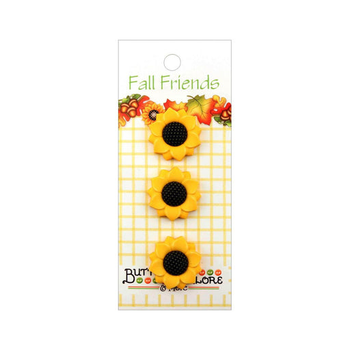 Fall Buttons, Sunflower Buttons - 7/8in. - Shank Backs - 3 Pieces/Pkg. (nmfa122)