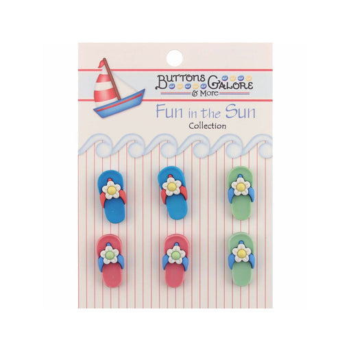 Flip Flop Buttons | Sandal Buttons | Mini Flip Flops | Flip Flops Fasteners - Shank Back - 6 Pieces/Pkg. (nmfn100)