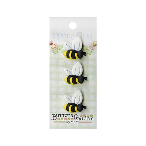 Bumblebee Buttons, Bee Buttons - 7/8in. - Shank Backs - 3 Pieces/Pkg. (nmsf126)
