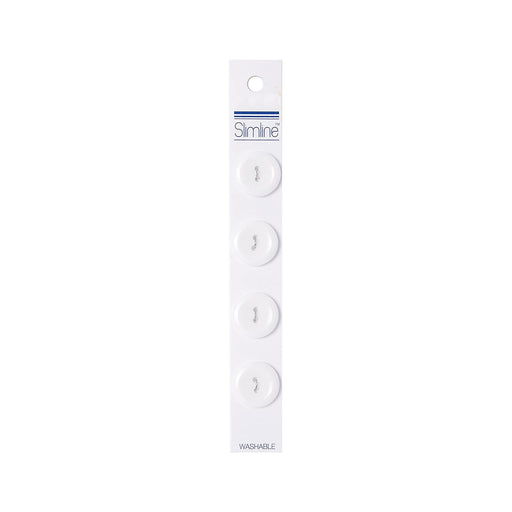 White Fasteners, White Buttons - 2 Hole - 3/4in. - 4 Pieces/Pkg.  (nmsl18)