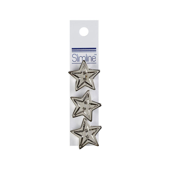 Star Fasteners, Silver Star Buttons - 2 Hole - 7/8in. - 3 Pieces/Pkg. (nmsl960)